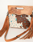 American Darling Clutch Hand Tooled Hair On Genuine Leather Women Bag Western Handbag Purse