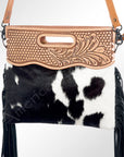 American Darling Clutch Hand Tooled Hair On Genuine Leather Women Bag Western Handbag Purse