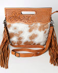 American Darling Clutch Hand Tooled Hair On Genuine Leather Women Bag Western Handbag Purse