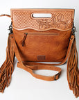 American Darling Clutch Hand Tooled Hair On Genuine Leather Women Bag Western Handbag Purse