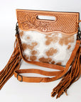 American Darling Clutch Hand Tooled Hair On Genuine Leather Women Bag Western Handbag Purse