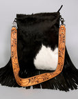 American Darling ADBGS192BKW Messenger Hair On Genuine Leather Women Bag Western Handbag Purse