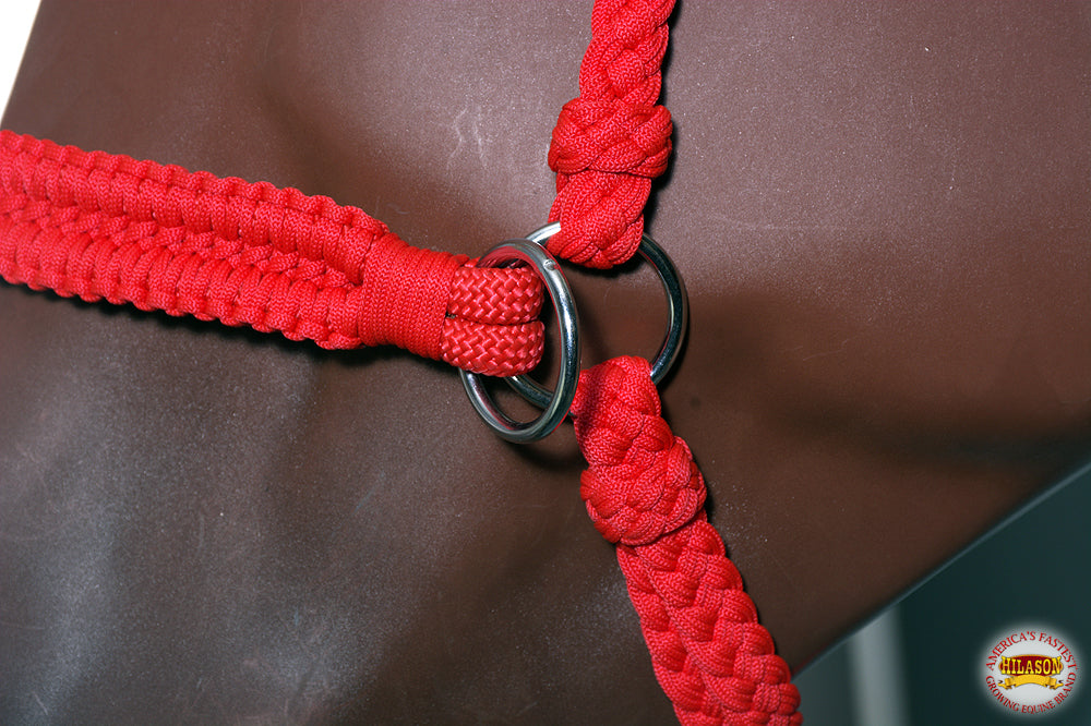 Hilason Flat Braided Paracord Horse Headstall Bridle Black W/ Crystals