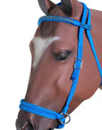 Hilason Flat Braided Paracord Horse Headstall Bridle Black W/ Crystals