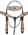 HILASON Western Horse Leather Headstall & Breast Collar Tack Set