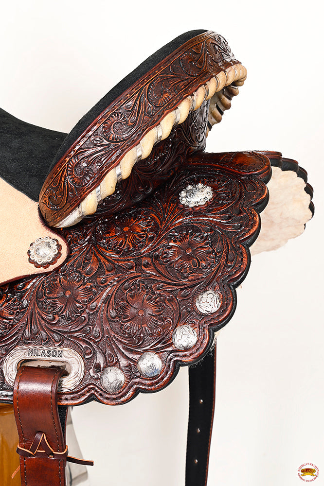 HILASON Western Genuine Leather Horse Saddle With Headstall &amp; Breast Collar Tack Set