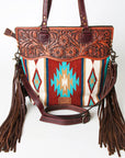 ADBG218 American Darling Hand Tooled Saddle Blanket Genuine Leather Women Bag Western Handbag Purse