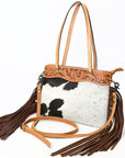 American Darling ADBGS124BRW Tote Hand Tooled Hair On Genuine Leather Women Bag Western Handbag Purse