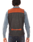 Leather W/denim Vest - 1091