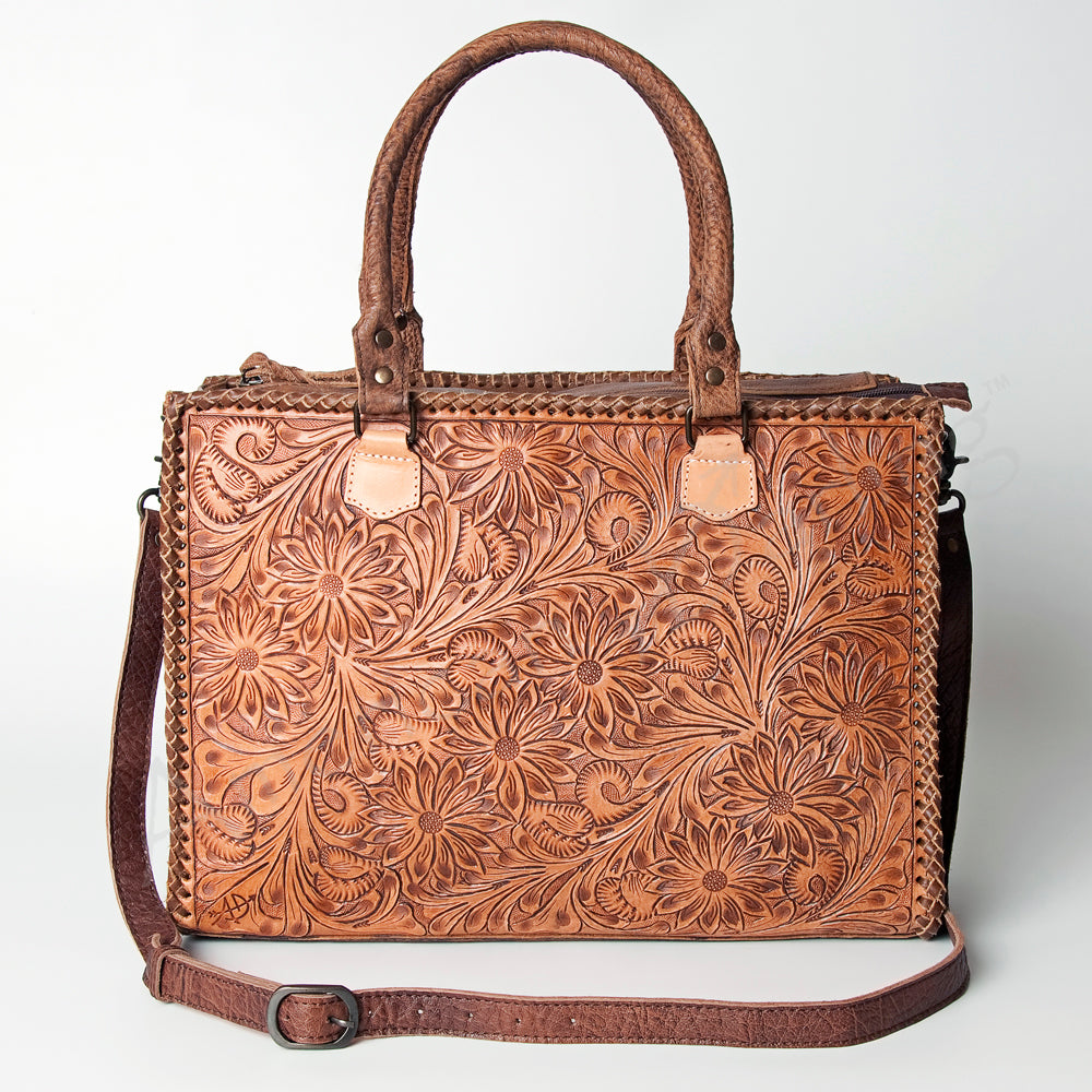 American Darling Briefcase Hand Tooled Genuine Leather Women Bag Western Handbag Purse