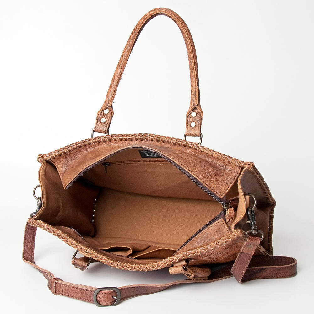 American Darling Briefcase Hand Tooled Genuine Leather Women Bag Western Handbag Purse