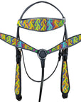 Western Horse Headstall Breast Collar Set Tack American Leather  Hilason
