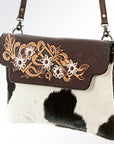 American Darling ADBG241 Envelope Hand Tooled Hair On Genuine Leather Women Bag Western Handbag Purse