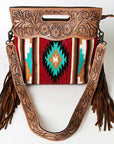 American Darling ADBG243 Clutch Hand Tooled Saddle Blanket Genuine Leather Women Bag Western Handbag Purse