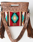 American Darling ADBG243 Clutch Hand Tooled Saddle Blanket Genuine Leather Women Bag Western Handbag Purse