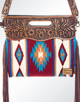 American Darling ADBG246 Clutch Hand Tooled Saddle Blanket Genuine Leather Women Bag Western Handbag Purse