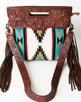 American Darling ADBG247 Clutch Hand Tooled Saddle Blanket Genuine Leather Women Bag Western Handbag Purse