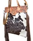American Darling Tote Hand Tooled Hair On Genuine Leather Women Bag Western Handbag Purse