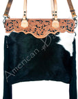 American Darling Tote Hand Tooled Hair On Genuine Leather Women Bag Western Handbag Purse