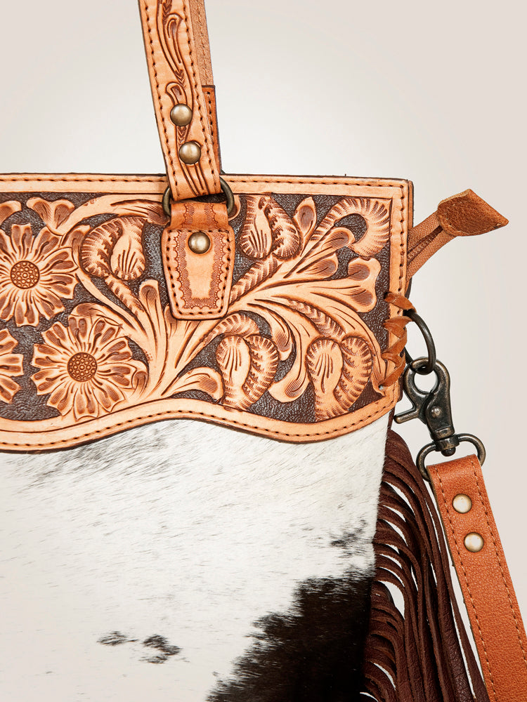 American Darling Cross Body I Hand Tooled Hair-On Genuine Leather Women Bag Western Handbag Purse
