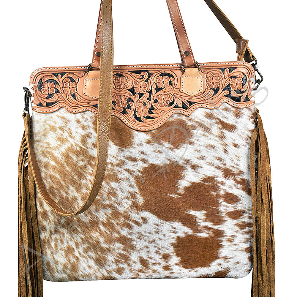 American Darling Tote Hand Tooled Hair On Genuine Leather Women Bag Western Handbag Purse