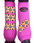 Hilason Horse Medicine Sports Boots Rear Hind Leg Pink Aztec