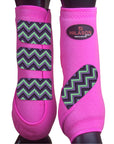 Hilason Horse Medicine Sports Boots Rear Hind Leg Pink Chevron