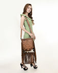 American Darling Messenger Hand Tooled Hair On Genuine Leather Women Bag Western Handbag Purse