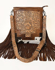 American Darling Messenger Hand Tooled Hair On Genuine Leather Women Bag Western Handbag Purse