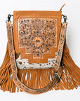 American Darling Messenger Hand Tooled Hair On Genuine Leather Women Bag Western Handbag Purse