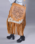 American Darling Messenger Hand Tooled Hair On Genuine Leather Women Bag Western Handbag Purse