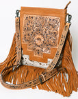 American Darling Messenger Hand Tooled Hair On Genuine Leather Women Bag Western Handbag Purse