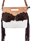 American Darling Clutch Hand Tooled Hair On Genuine Leather Women Bag Western Handbag Purse