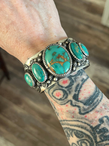 Navajo Sterling Silver and Royston Turquoise Cuff Bracelet by Roland Dixson