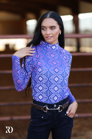 PURPLE AZTEC VELVET BURNOUT LAYERING TOP