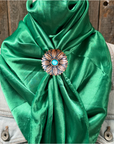 35X35" Solid Green Wild Rag / Scarf WRS18 - Western Concho Wild Rag Slides - Assorted