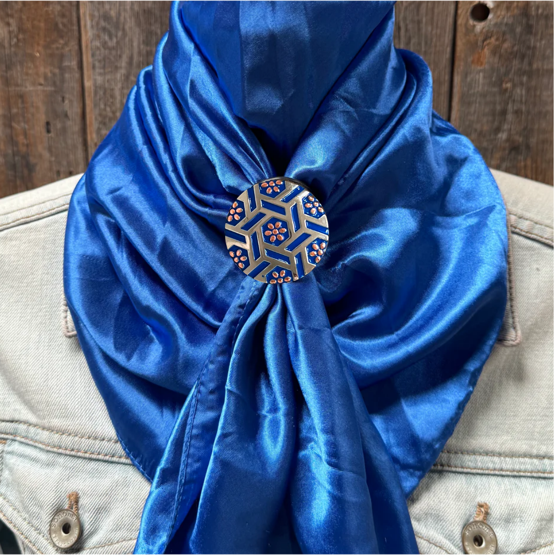 35X35&quot; Solid Electric Blue Wild Rag / Scarf WRS17 - Western Concho Wild Rag Slides - Assorted