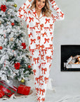 Christmas Bow Top and Pants Pajama Set