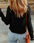 Daisy Textured Round Neck Long Sleeve Top