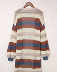 Stripe Colorblock Hollow-Out Cardigan