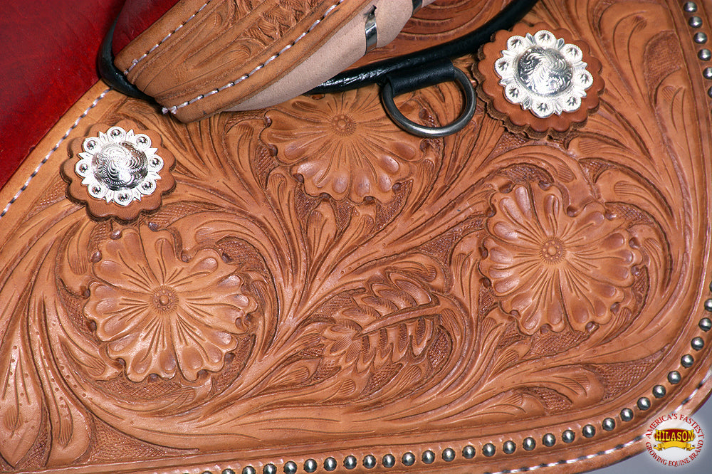 Hilason Western Horse Treeless Trail Barrel American Leather Saddle