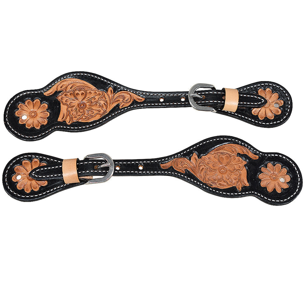 Hilason Western Cowboy Cowgirl Heavy Duty Genuine Leather Slobber Straps Black