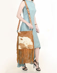 American Darling ADBGS192TAW Messenger Hair On Genuine Leather Women Bag Western Handbag Purse