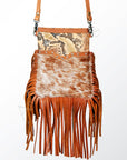 American Darling ADBGS117TAWFRNG Large Crossbody Hair On Genuine Leather Women Bag Western Handbag Purse