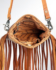 American Darling ADBGS117TAWFRNG Large Crossbody Hair On Genuine Leather Women Bag Western Handbag Purse