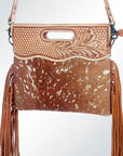 American Darling Clutch Hand Tooled Hair On Genuine Leather Women Bag Western Handbag Purse