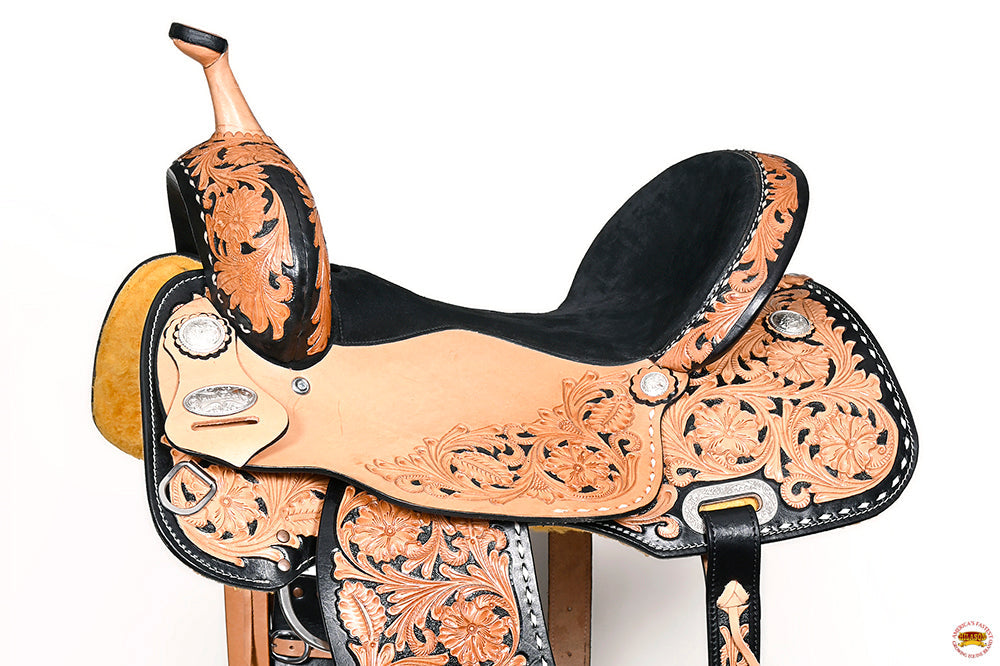 Hilason Western Horse Barrel Racing Trail Pleasure Oiled American Leather Saddle