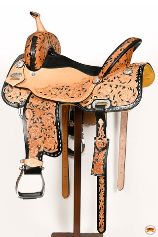 Hilason Western Horse Barrel Racing Trail Pleasure Oiled American Leather Saddle