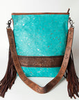 American Darling Messenger Hand Tooled Hair On Genuine Leather Women Bag Western Handbag Purse