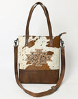 American Darling ADBG330BRWBR Tote Hair-On Genuine Leather Women Bag Western Handbag Purse